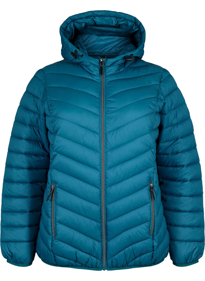 Lightweight jacket with hood, Petrol, Packshot image number 0