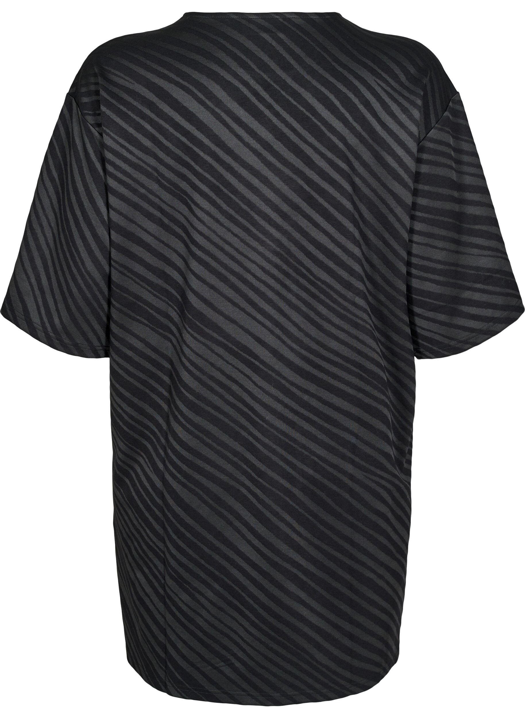 Zizzifashion Patterned dress with 3/4 sleeves, Black, Packshot image number 1