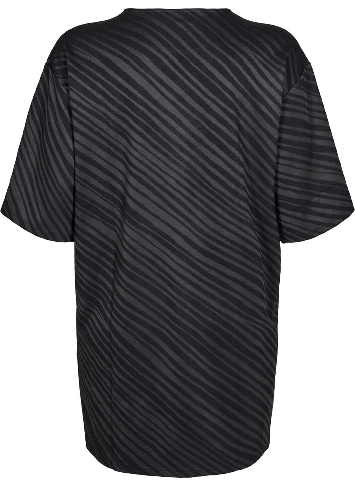 Patterned dress with 3/4 sleeves, Black, Packshot image number 1