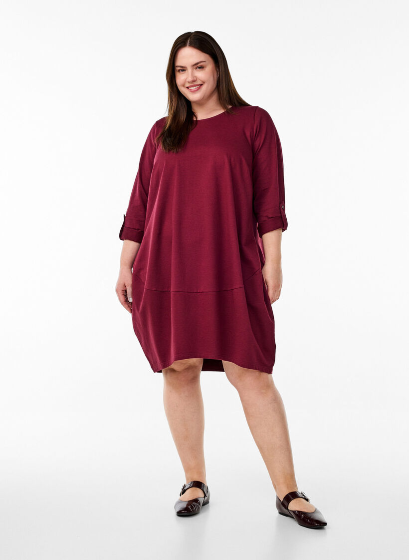 Balloon dress with pockets, Dark Bordeaux, Model image number 1