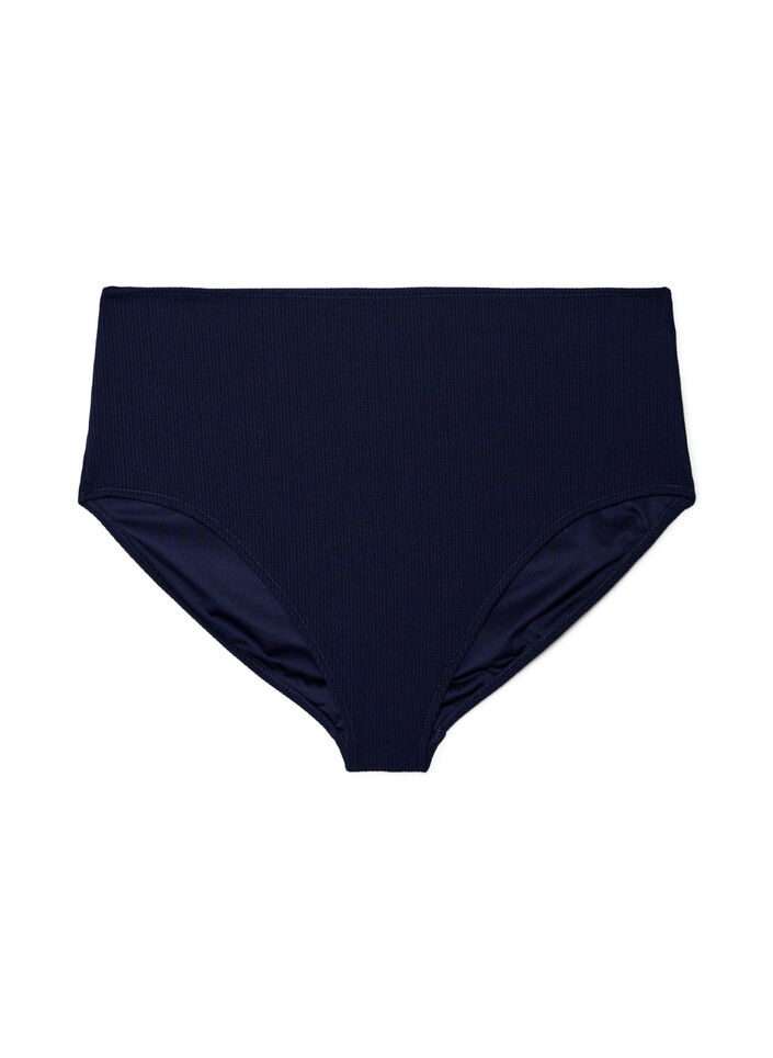 High-waisted bikini bottoms with texture, Blue, Packshot image number 0