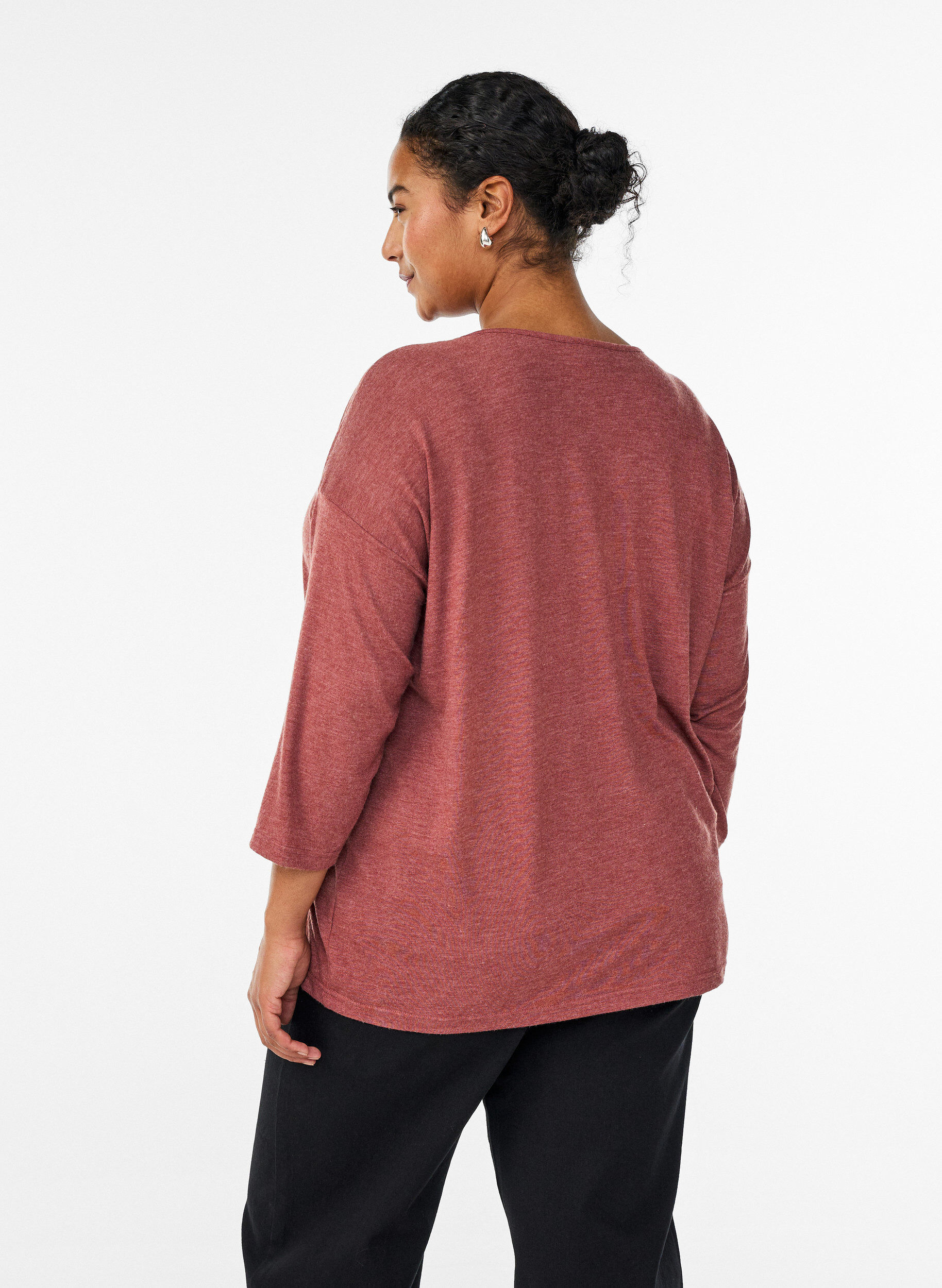 ZizzifashionJersey blouse with 3/4 sleeves, Red, Model image number 2