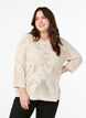 Knit blouse with an openwork pattern and 3/4 sleeves, Birch, Model image number 0