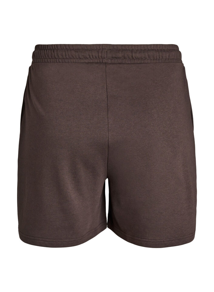 High-waisted sweatshorts with pockets, Brown, Packshot image number 1