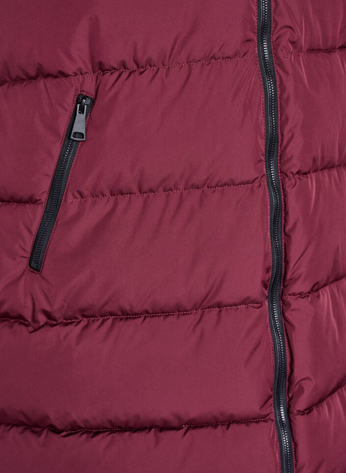 Long vest with hood and pockets, Red, Packshot image number 3