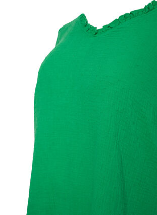 Short-sleeved cotton tunic with ruffles, Bright Green, Packshot image number 2