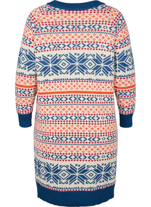 Patterned knitted dress with a round neck and long sleeves, Night Sky Comb, Packshot image number 1