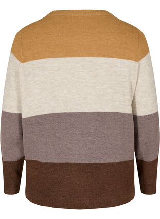 Striped knit sweater with ribbed trims, Rocky Road Comb, Packshot image number 1