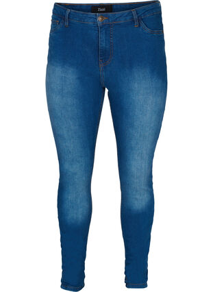 Super slim Amy jeans with high waist, Blue denim, Packshot image number 0