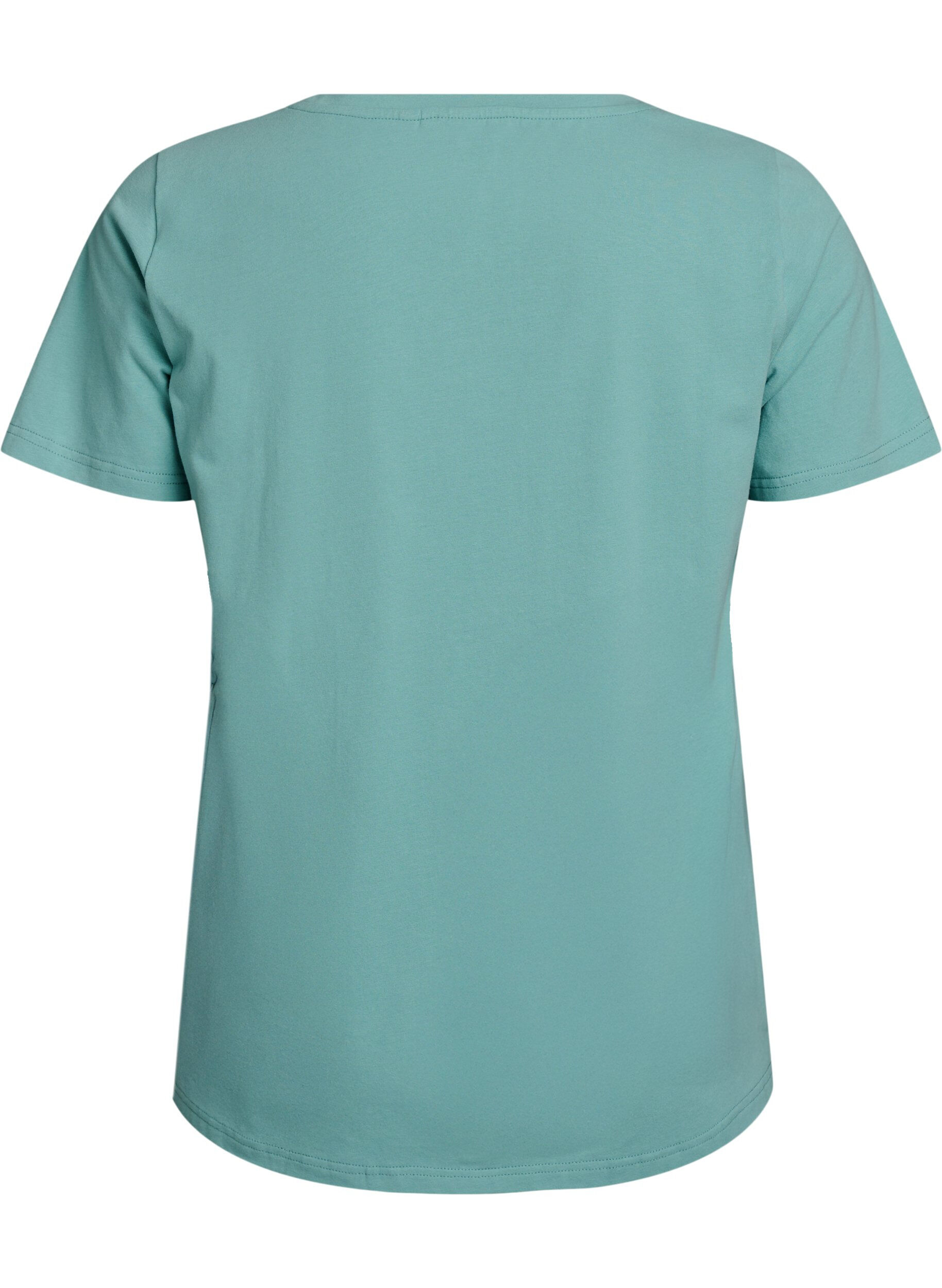 Zizzifashion Solid coloured basic t-shirt in cotton, Green, Packshot image number 1