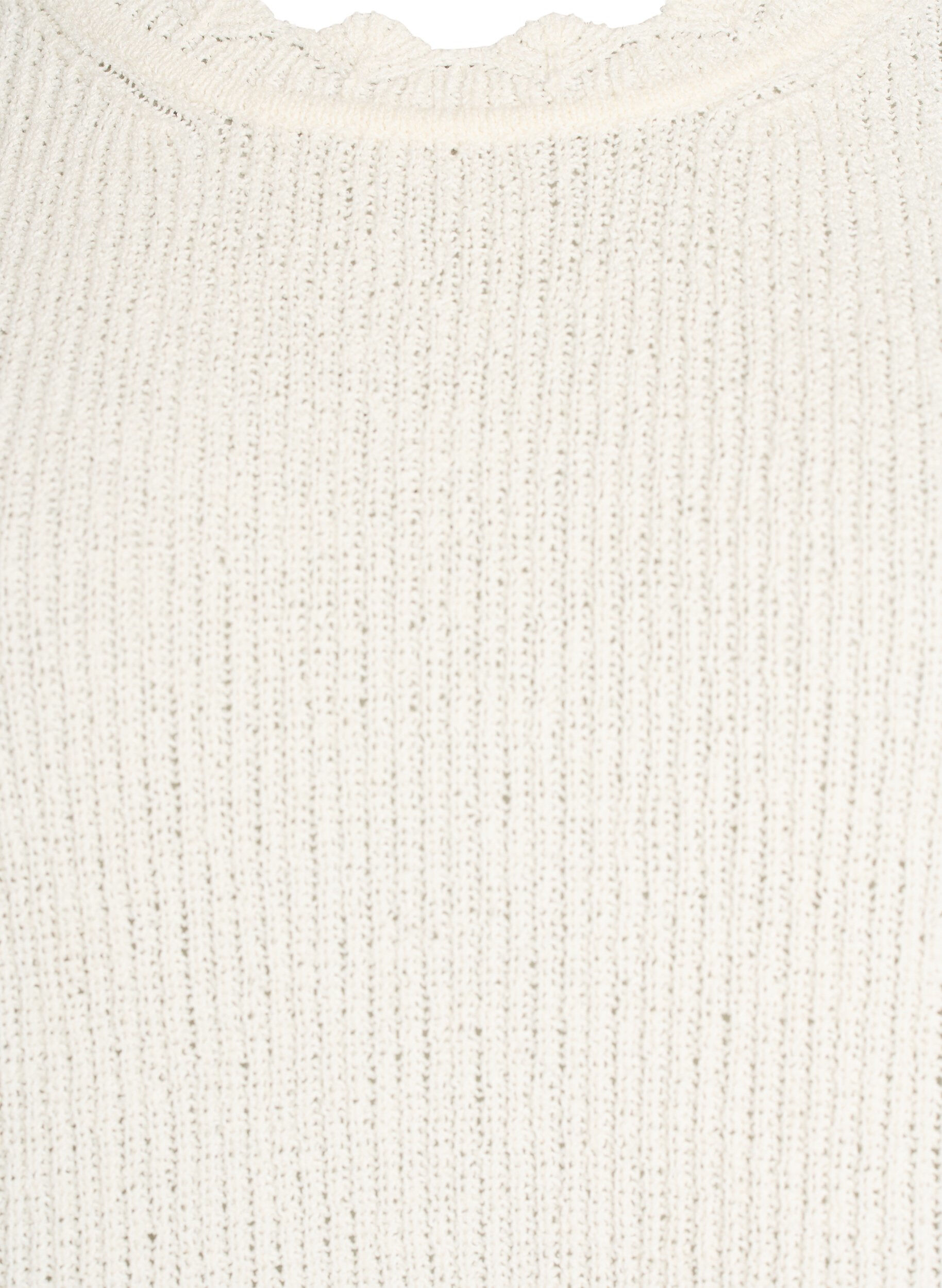 Zizzifashion Knitted blouse with eyelet embroidery and 1/2 sleeves, Vanilla, Packshot image number 2