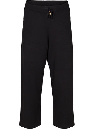 Loose knitted trousers with a drawstring, Black, Packshot image number 0