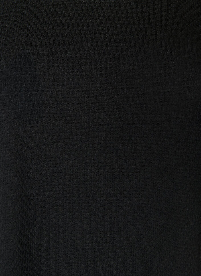 Short textured jersey dress with a round neck, Black, Packshot image number 2