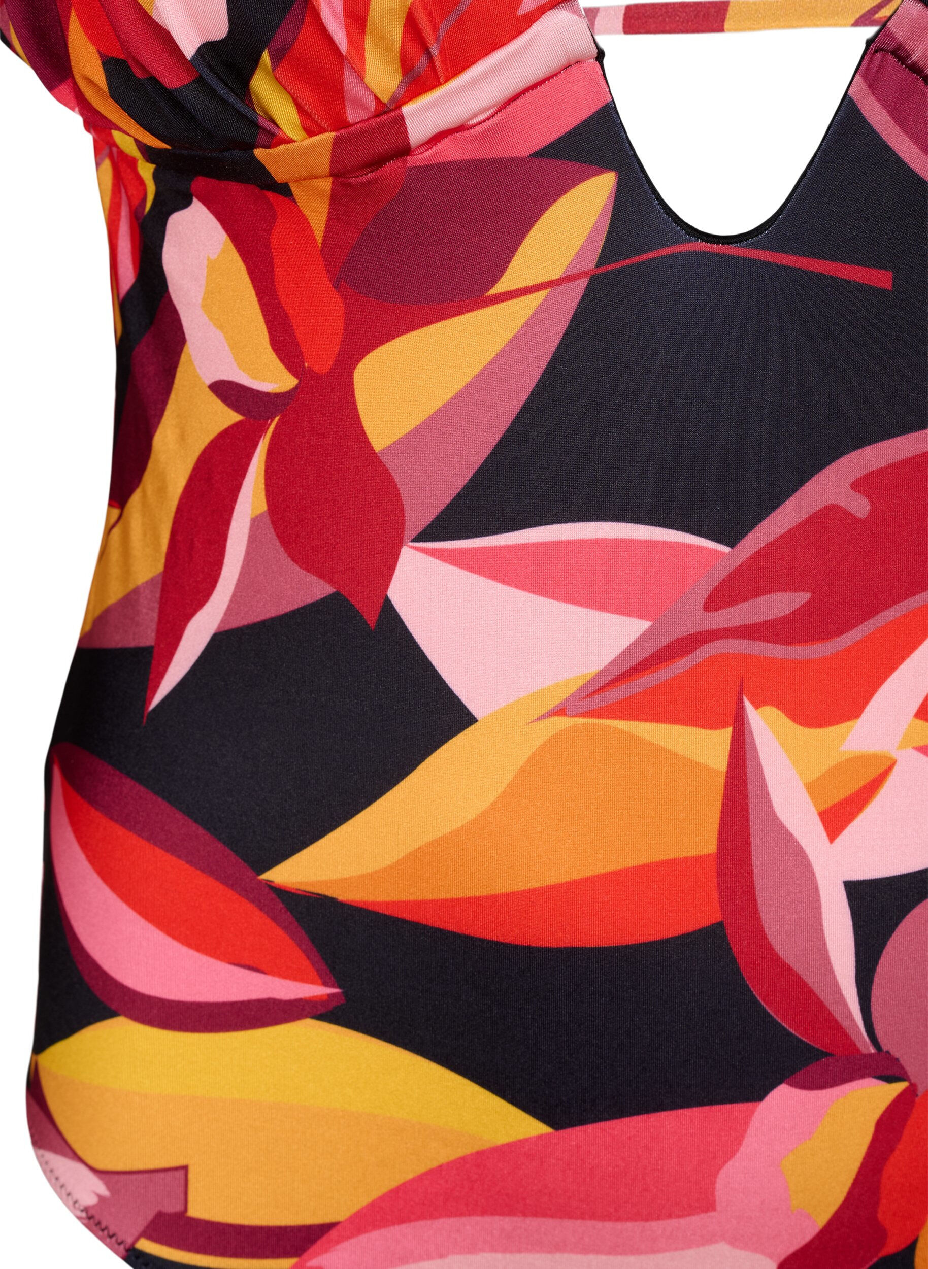 Zizzifashion Swimsuit with v-neck and tie details, Red, Packshot image number 2