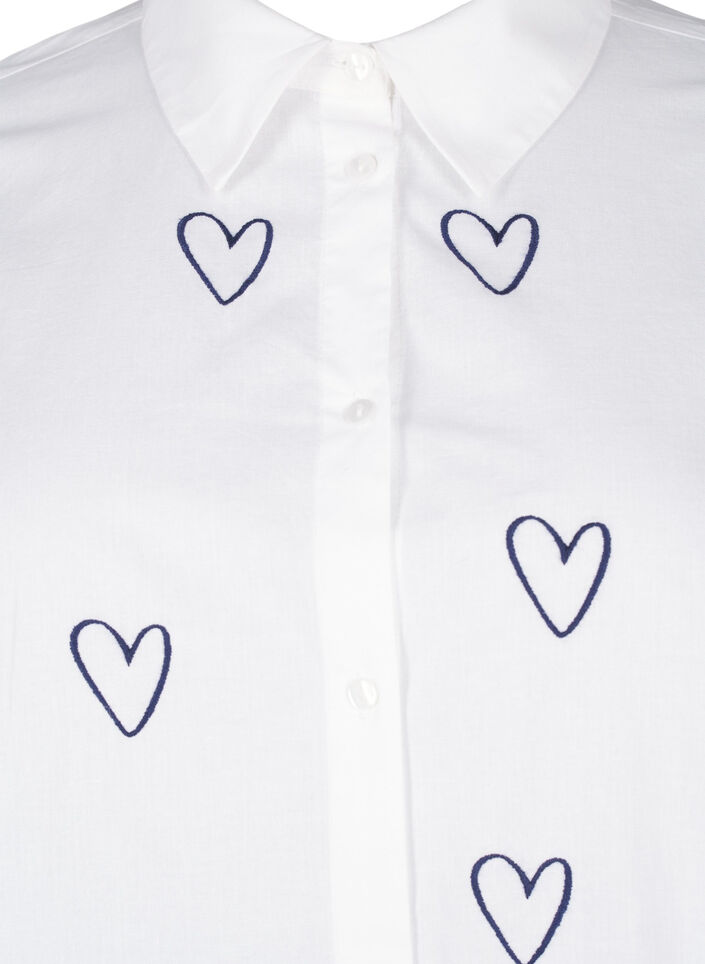 Classic shirt with embroidered hearts, Bright Wh.W. Blue H., Packshot image number 2