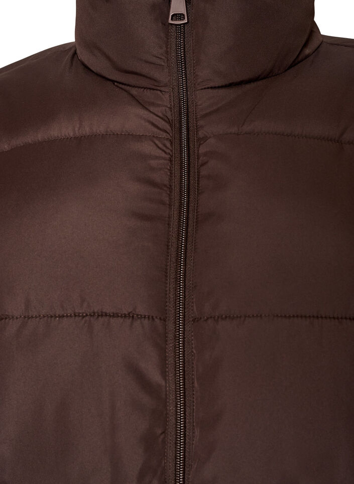Short puffer jacket with a high collar, Brown, Packshot image number 2