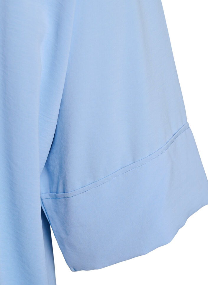 Loose shirt with a v-neck and 3/4 sleeves, Light Blue, Packshot image number 4