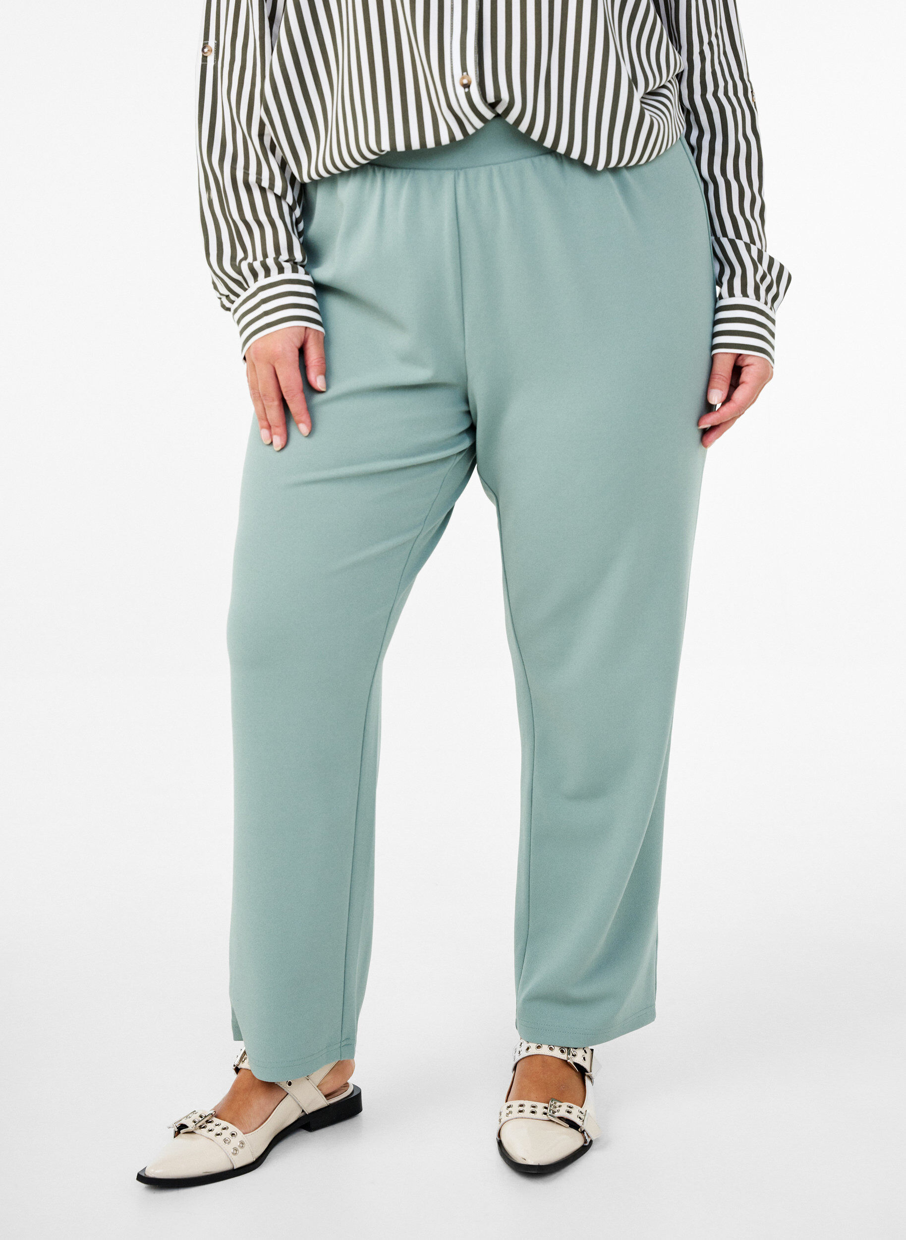 Zizzifashion Straight fit trousers, Green, Model image number 2