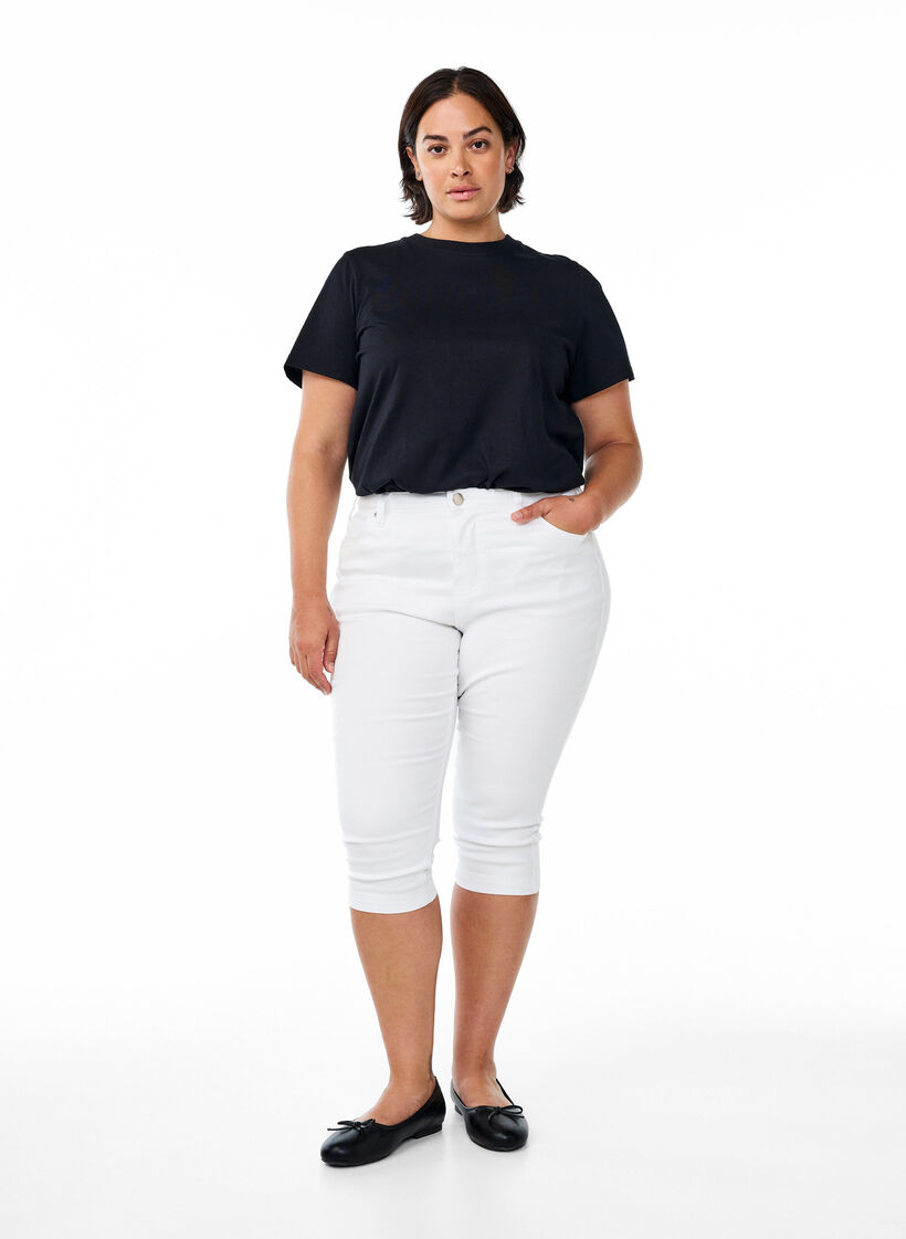 High waisted Amy capri jeans with super slim fit, White, Model image number 0