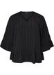 Blouse with texture, V-neck and ruffles, Black, Packshot image number 0