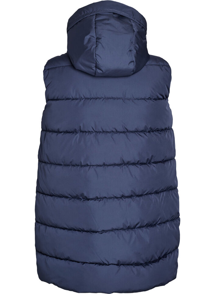 Long vest with hood and pockets, Blue, Packshot image number 1