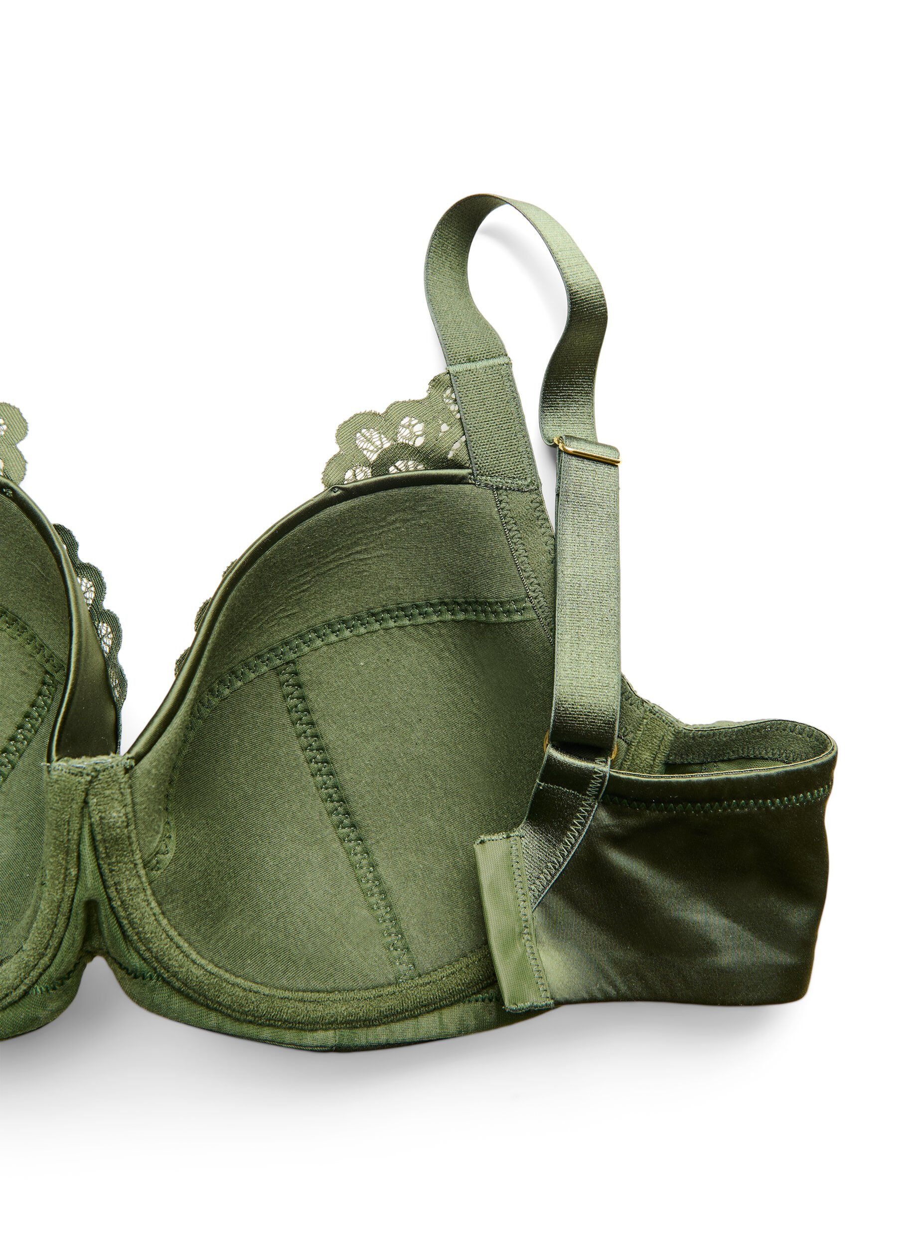 ZizzifashionPadded underwired bra with lace, Green, Packshot image number 3