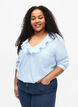 Blouse with 3/4 sleeves and lace, Chambray Blue, Model image number 0