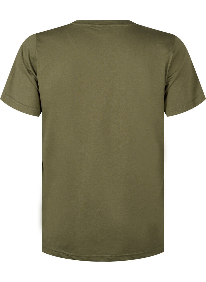 FLASH - T-shirt with motif, Olive Night Flower, Packshot image number 1