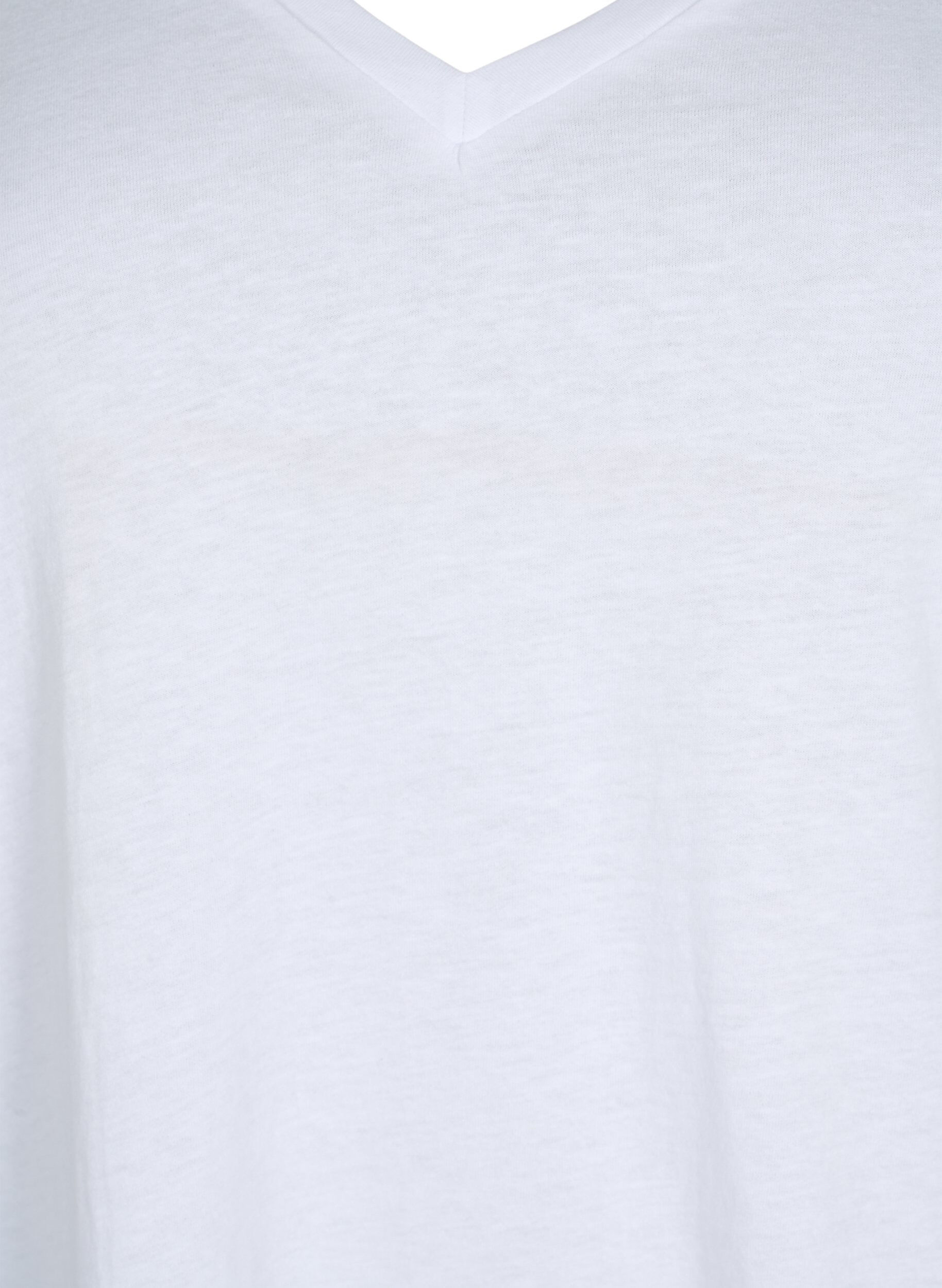Zizzifashion 2-pack t-shirt with v-neckline, Bright White / Black, Packshot image number 2
