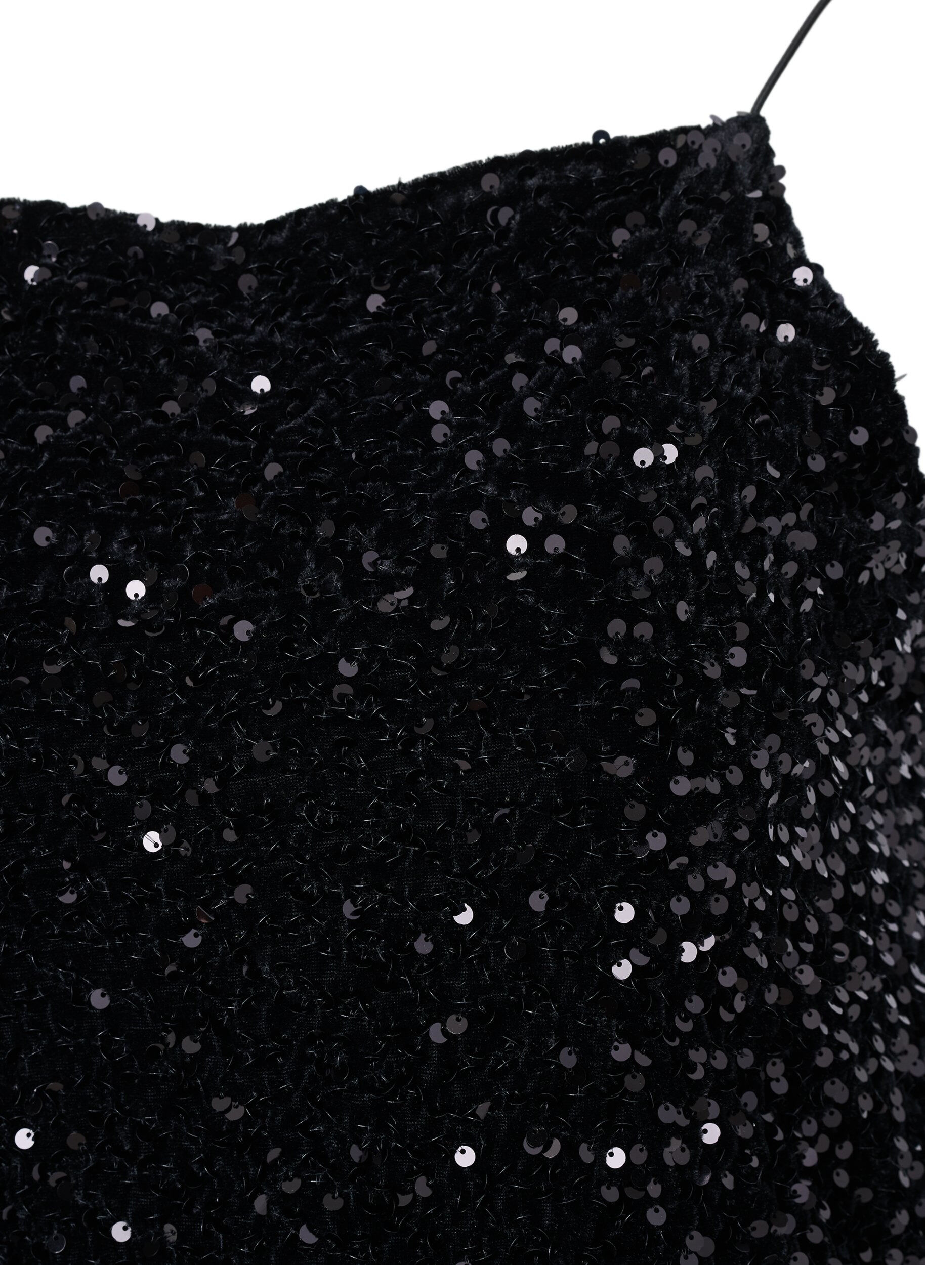 Zizzifashion Top with sequin and narrow straps, Black Sequins, Packshot image number 2