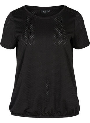 Short-sleeved textured t-shirt, Black, Packshot image number 0
