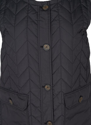 Long quilted vest with pockets, Black, Packshot image number 2
