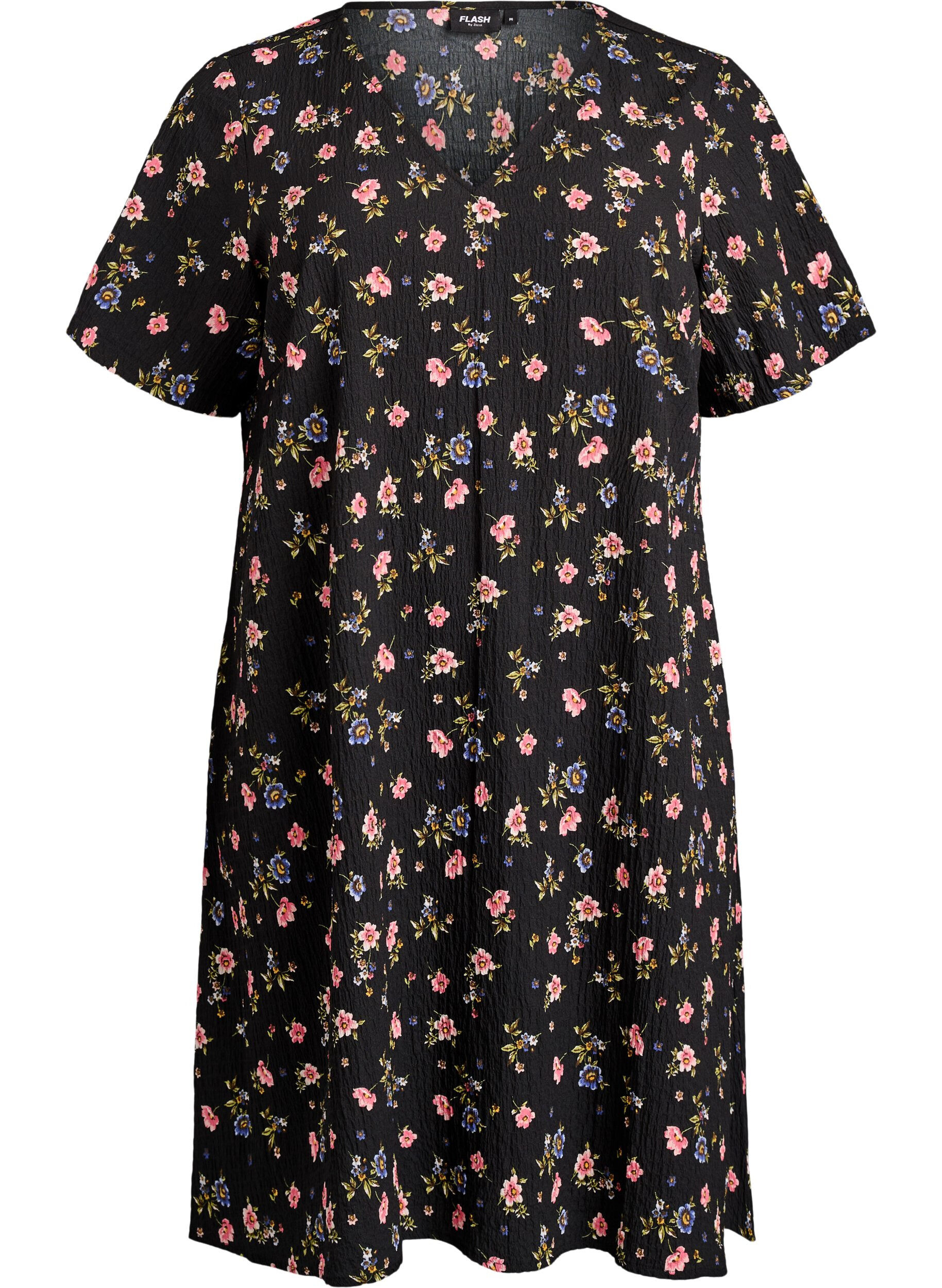 FLASH - Short-sleeved dress with V-neck