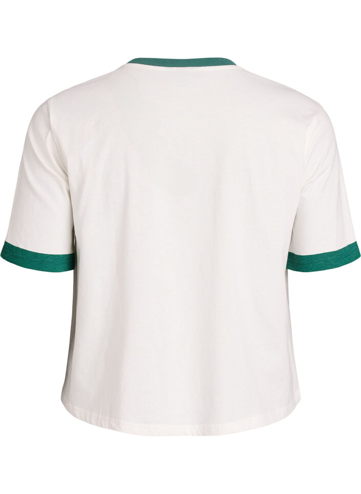 Cotton T-shirt with text print and boxy fit, White, Packshot image number 1