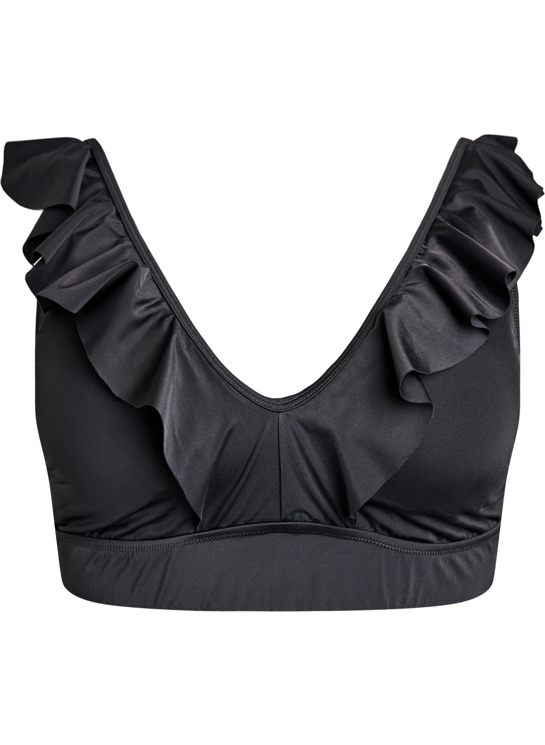 Zizzifashion Bikini top with ruffle details, Black, Packshot image number 0