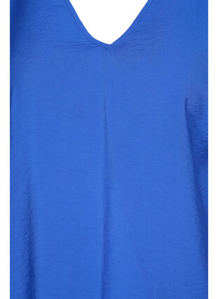 Short-sleeved viscose blouse with v-neck, Dazzling Blue, Packshot image number 2