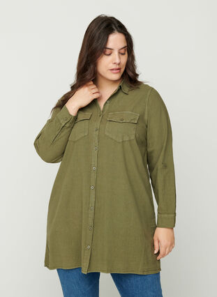 Tunic in cotton, Ivy green, Model image number 0