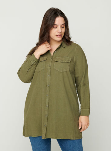 Tunic in cotton, Ivy green, Model image number 0