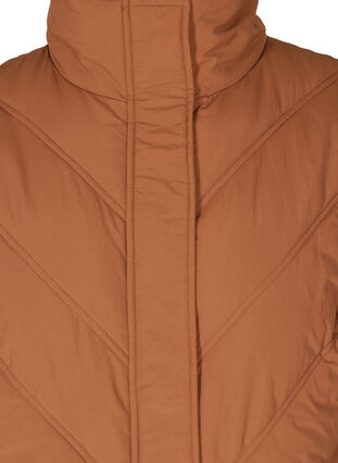 Long vest with high neck and pockets, Argan Oil, Packshot image number 2