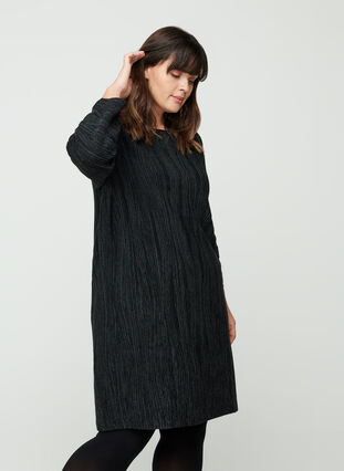 Long-sleeved knitted dress, Dark Grey Melange, Model image number 0