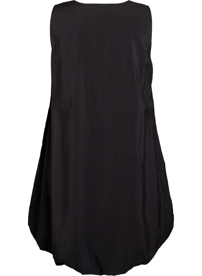 Knee-length balloon dress with pockets, Black, Packshot image number 1