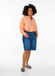 Shirt in linen and viscose with 3/4 sleeves, Coral, Model image number 1