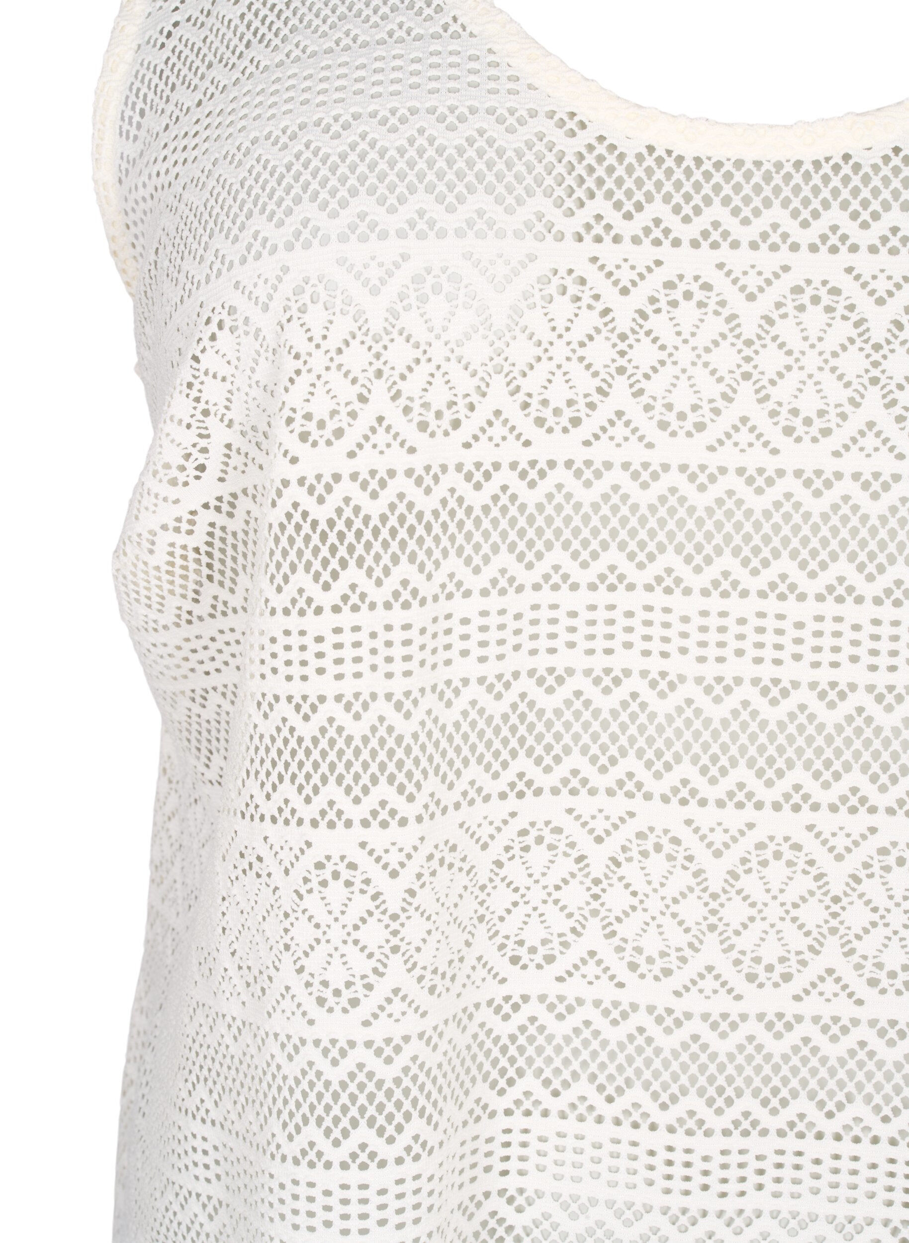 Zizzifashion Sleeveless top with hole pattern, Off White, Packshot image number 2