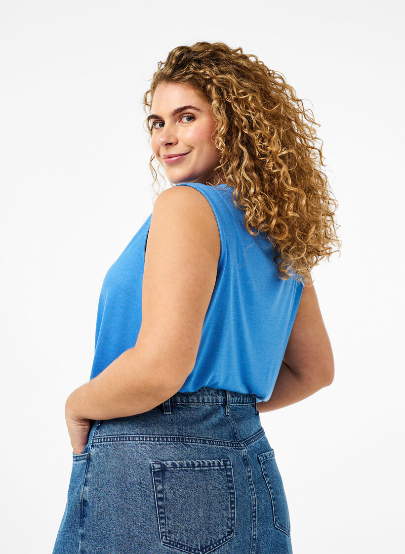 Sleeveless top with lace, Marina, Model image number 1