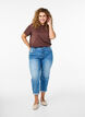 7/8 jeans with turn-ups and a high waist, Blue, Model image number 0
