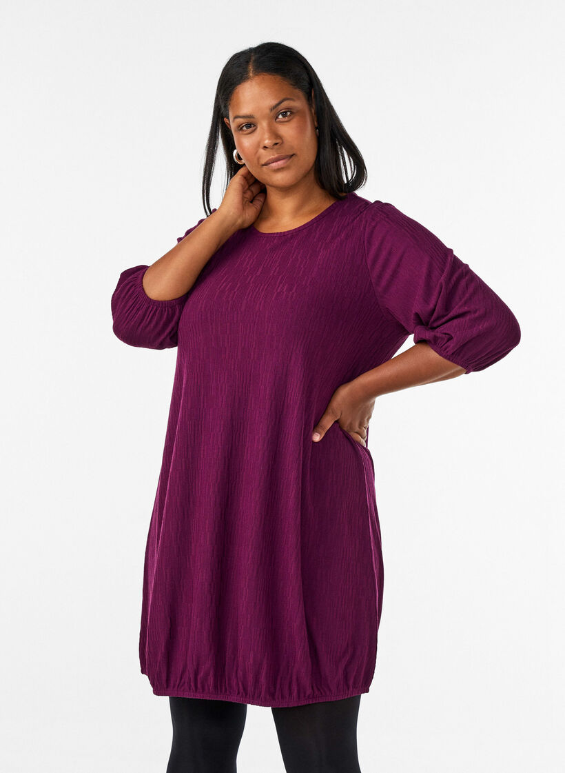 Dress with a balloon shape and structure, Red, Model image number 0