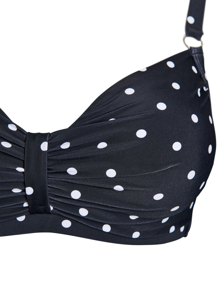 Bikini top with underwire and pattern, Black, Packshot image number 2
