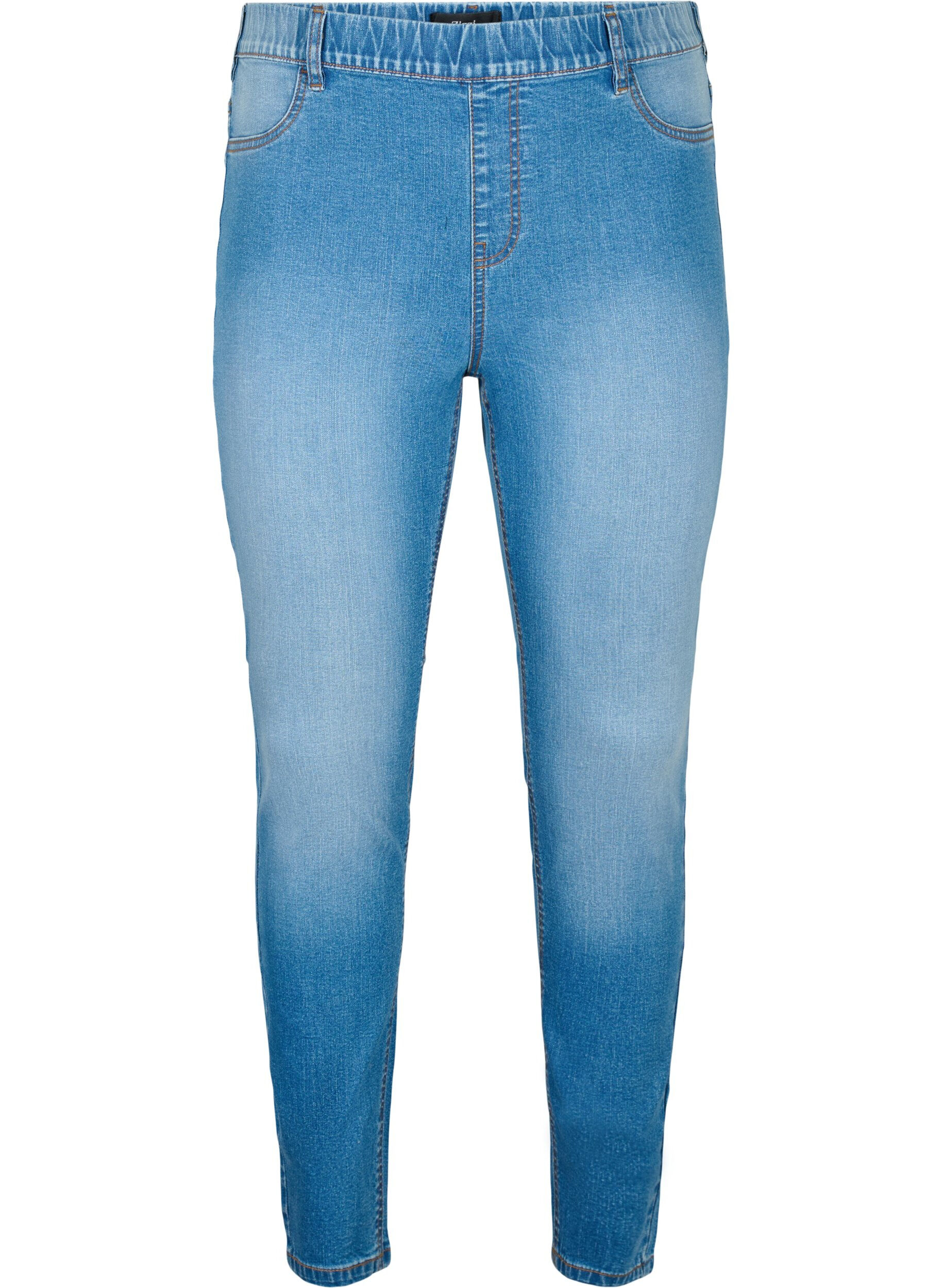 Zizzifashion Jeggings with back pockets, Blue denim, Packshot image number 0