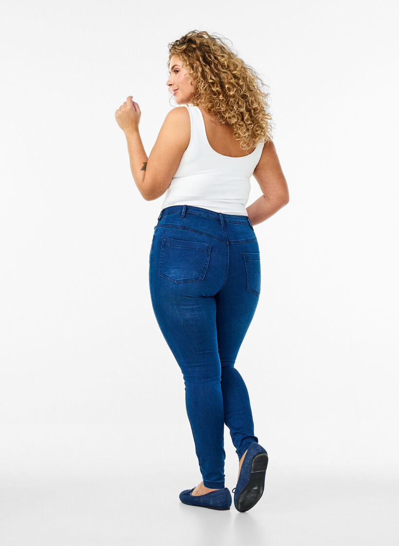 Super slim Amy jeans with high waist, Blue Denim, Model image number 1