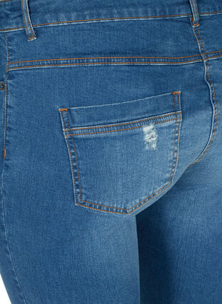 Denim shorts with pockets and a raw-cut hem, Blue denim, Packshot image number 3